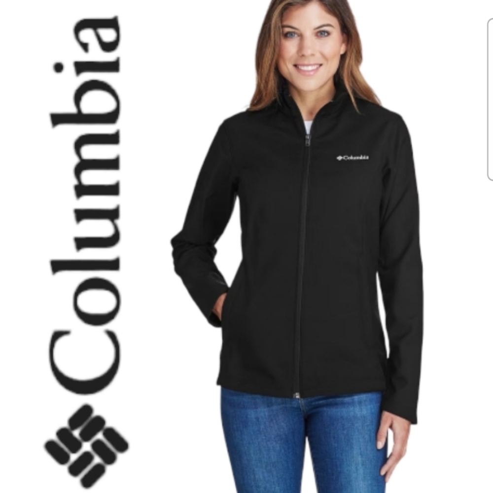😁NWOT Columbia's Women's Black Mock Neck Full Zip Sweatshirt Fabric Top Small